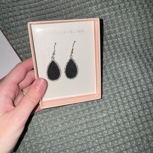 Black Teardrop Earrings